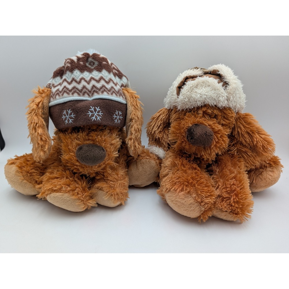 Hugfun Plush Dog Lot Brown Winter Hat Trapper Snowflake